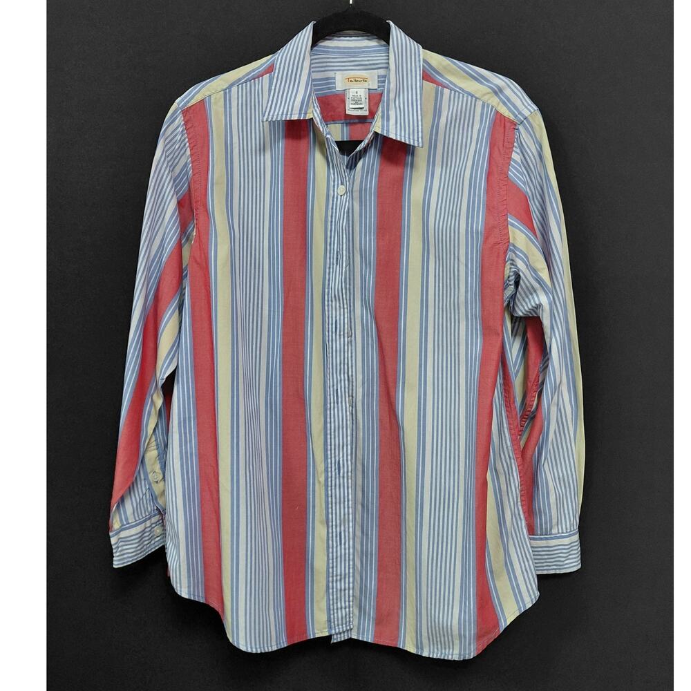 Talbots Striped Cotton Shirt Multicolor Woven Long Sleeve Women Size S